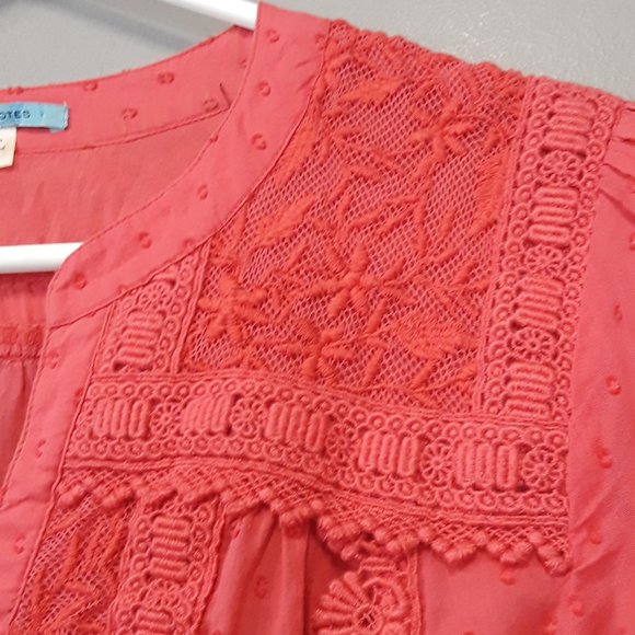 Anthropologie Leifnotes Pink Lace peasant Top - Picture 12 of 13